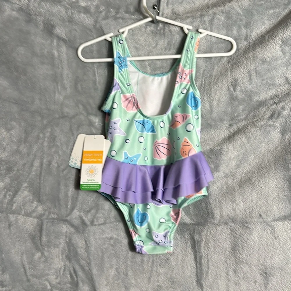 NWT Disney Ariel Kids Swimsuit girls ‎ size 18m Green and purple